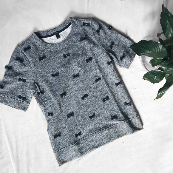 J. Crew Tops - NWOT J. Crew Heather Gray Short Sleeve Bow Sweater